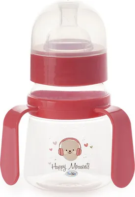 TWIGY Wide-Neck Bottle with Grip Handles 150 ml Flawless - Pink 150 ml