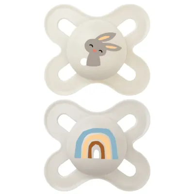 MAM Natural Silicone Pacifiers Twin Pack 0-2 Months Gray/White (MAM START)